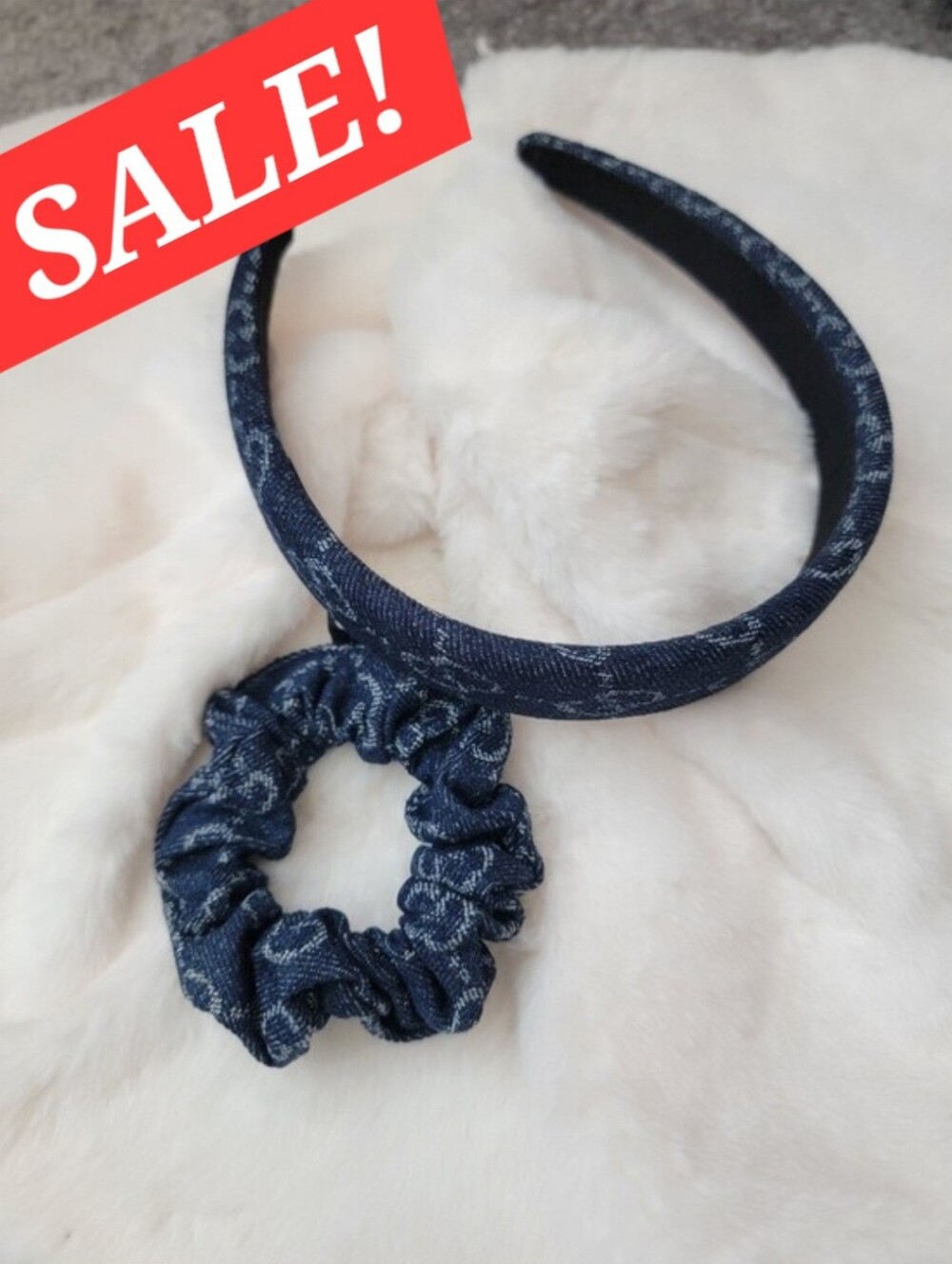 🔴58 Sale! 2pcs Denim Blue Headband and Scrunchie Set